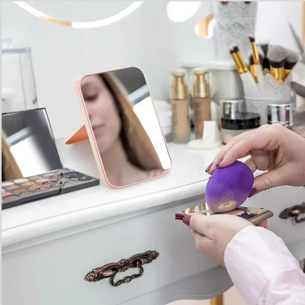 Portable Folding Makeup Mirror with Storage -, Mint